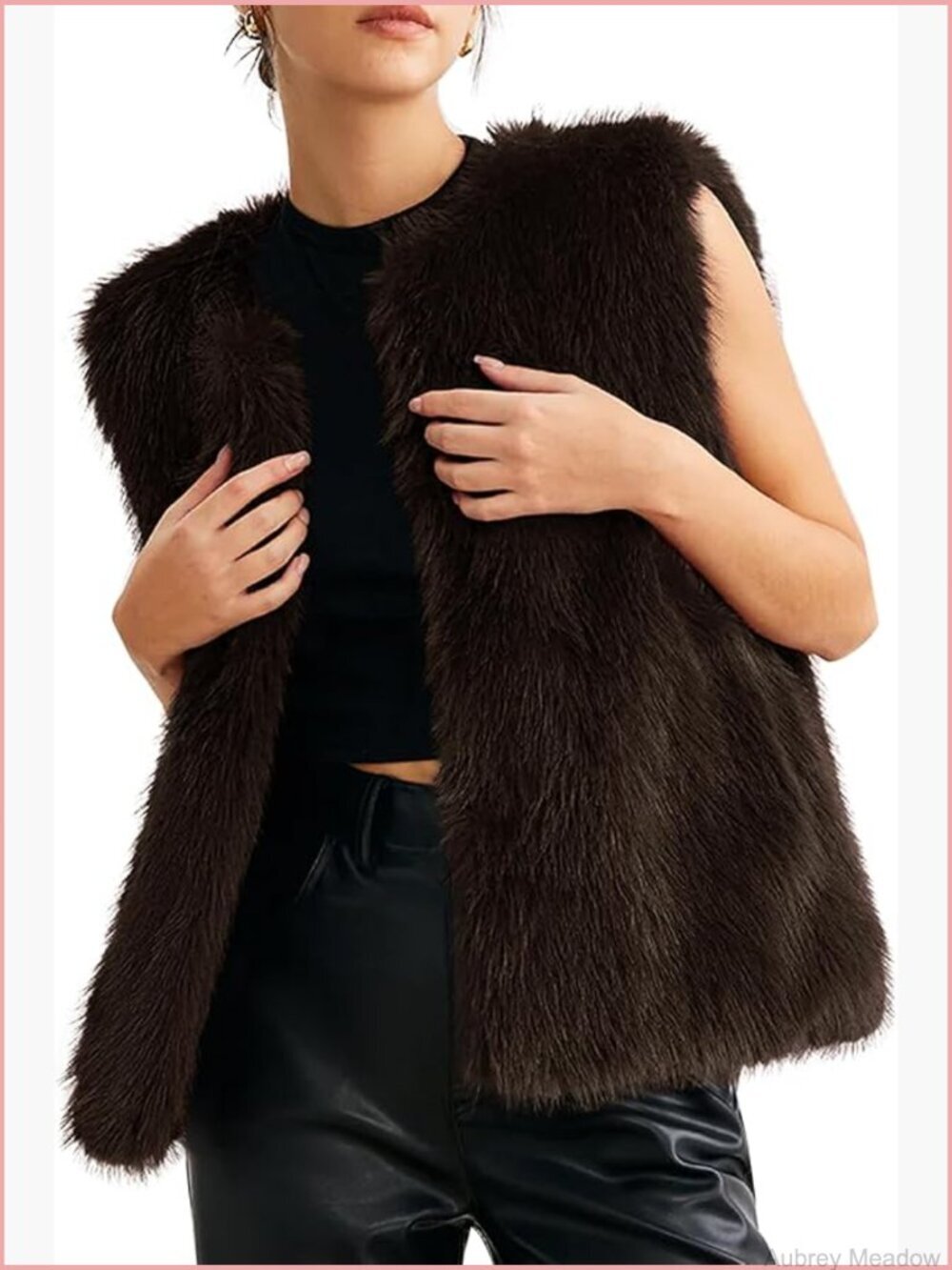 Sleeveless Faux Fur Vest Open Front Cardigan Fluffy Winter Outerwear